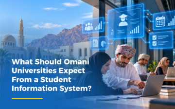 University student using a student information system in Oman to register for courses